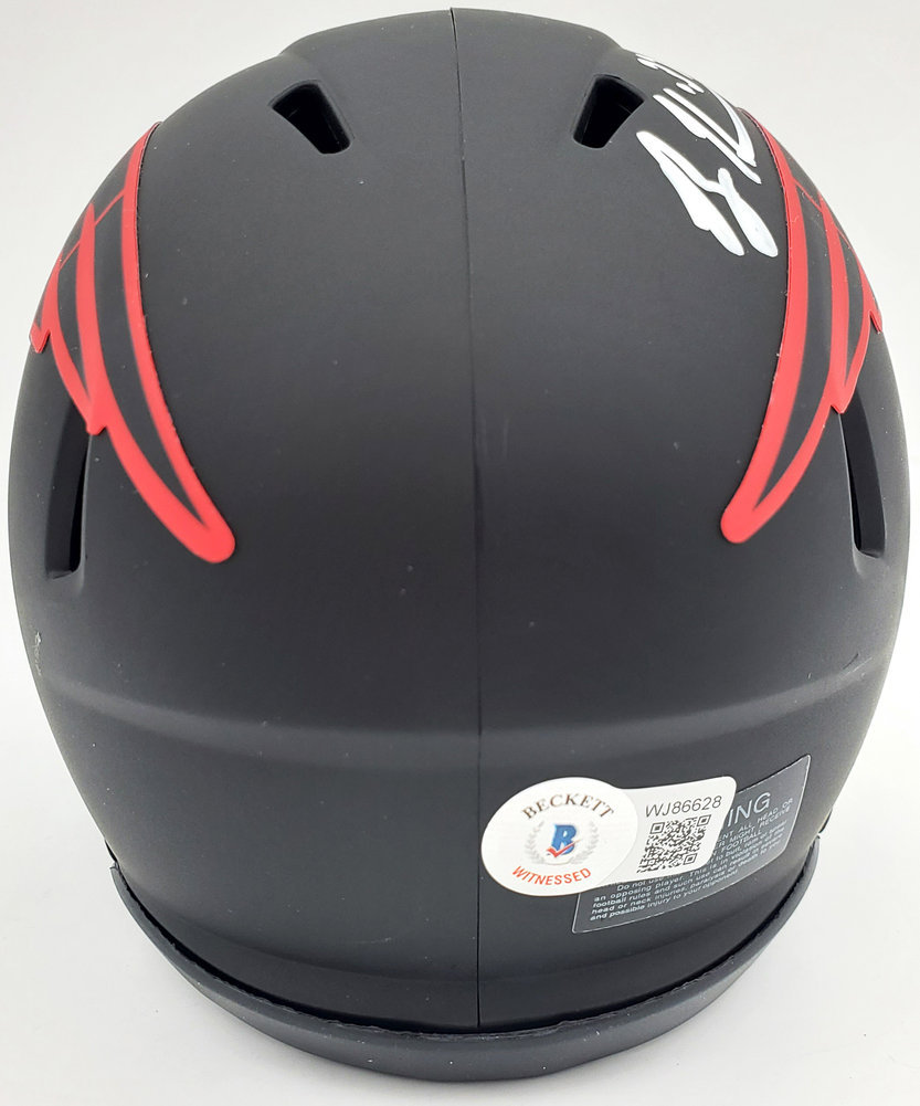 Rodney Harrison Autographed Signed New England Patriots Eclipse Black Speed Mini Helmet Beckett Beckett Qr #193940 Image a
