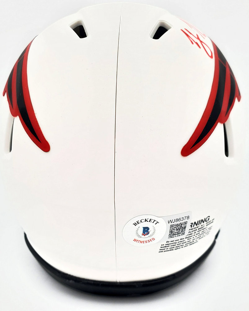Rodney Harrison Autographed Signed New England Patriots Lunar Eclipse White Speed Mini Helmet Beckett Beckett Qr #193941 Image a