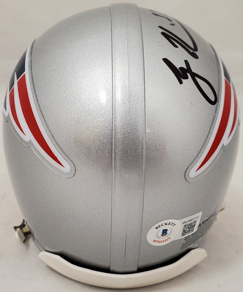 Rodney Harrison Autographed Signed New England Patriots Silver Mini Helmet Beckett Beckett Qr #193939 Image a