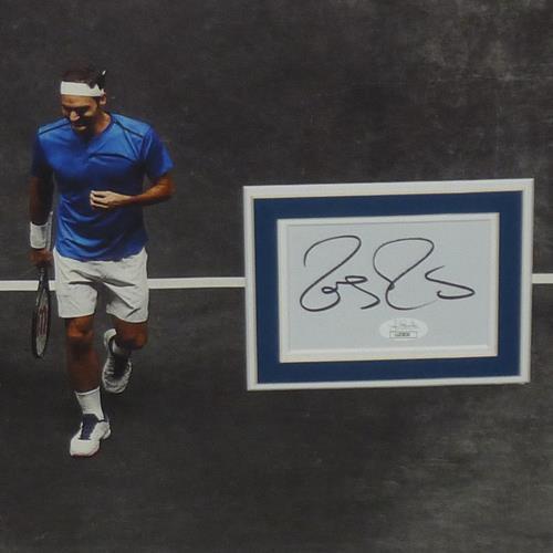 Roger Federer Autographed Signed And Rafael Nadal Tennis 20X28 Photograph With Floating Matted Autographs - JSA Image a