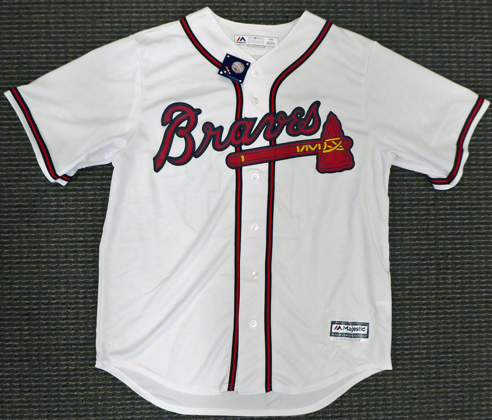 Atlanta Braves Ronald Acuna Jr. Autographed Signed Majestic Cool Base White Jersey Size L "2018 Nl Roy" Beckett Beckett Image a