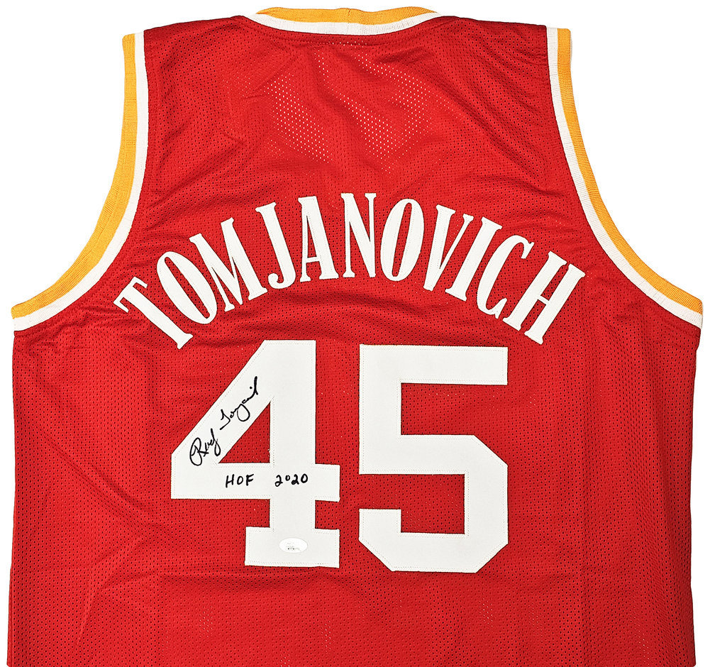 Houston Rockets Rudy Tomjanovich Autographed Red Jersey "HOF 2020" JSA Image a