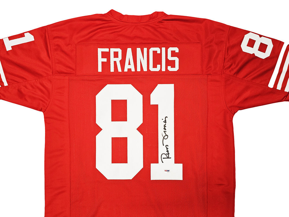 San Francisco 49Ers Russ Francis Autographed Red Jersey PSA/DNA Image a
