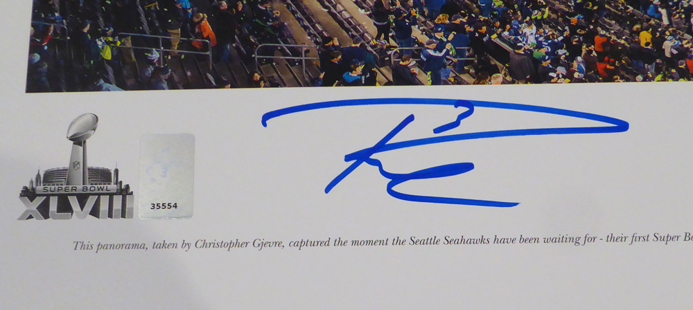 Russell Wilson Autographed Signed 13X40 Century Link Field Panoramic Photo Seattle Seahawks Rw Holo Image a