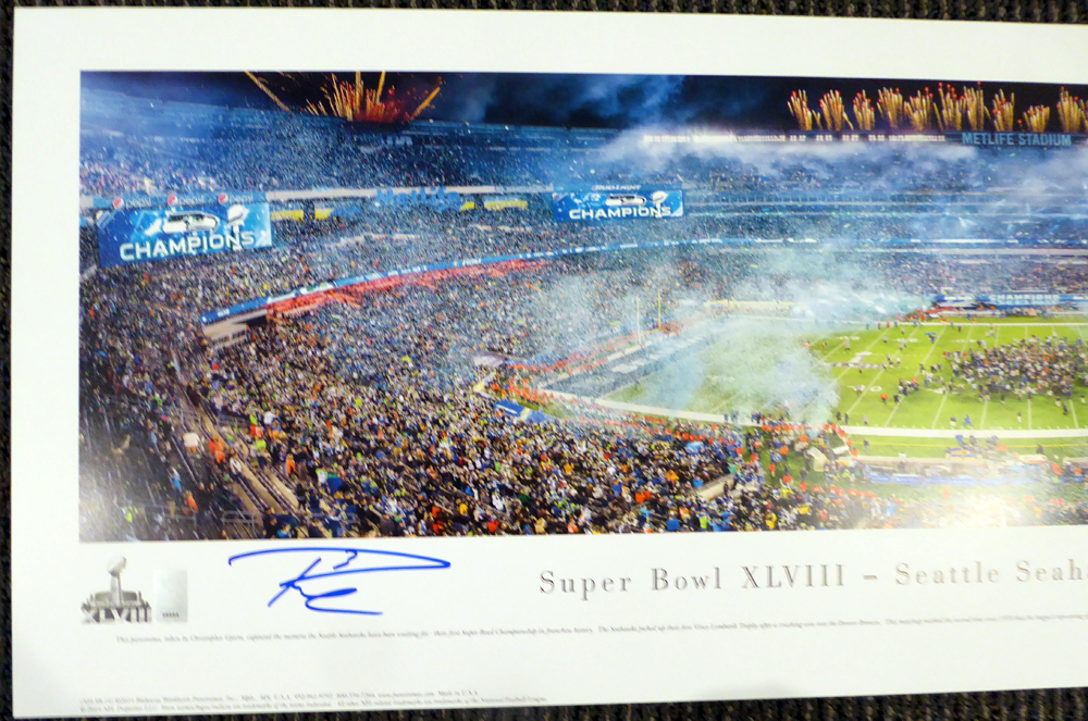 Russell Wilson Autographed Signed 13X40 Century Link Field Panoramic Photo Seattle Seahawks Rw Holo Image a
