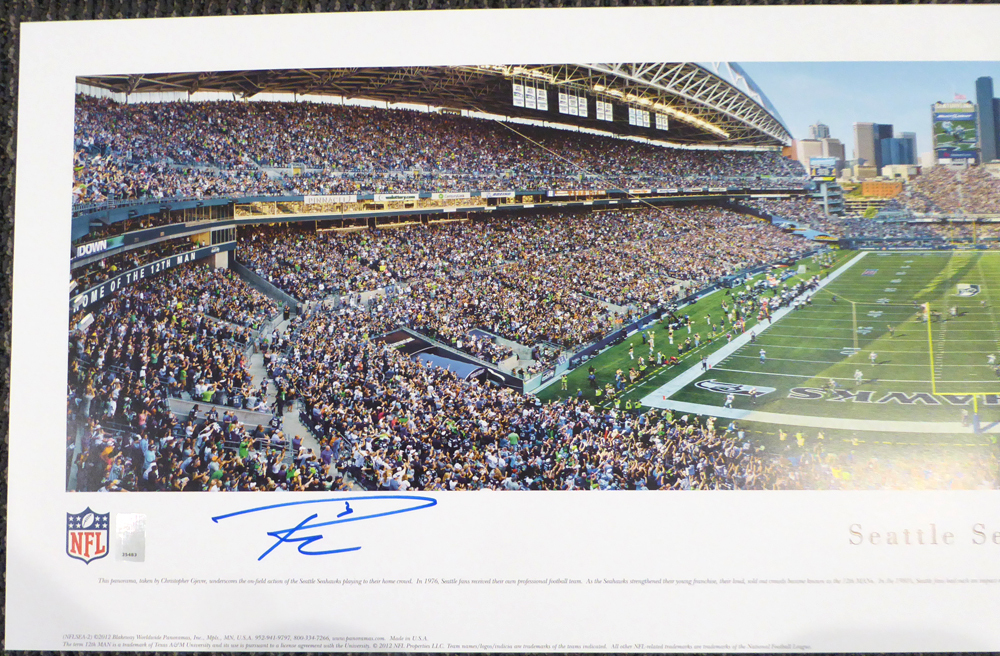 Russell Wilson Autographed Signed 13X40 Century Link Field Panoramic Photo Seattle Seahawks Rw Holo #131231 Image a