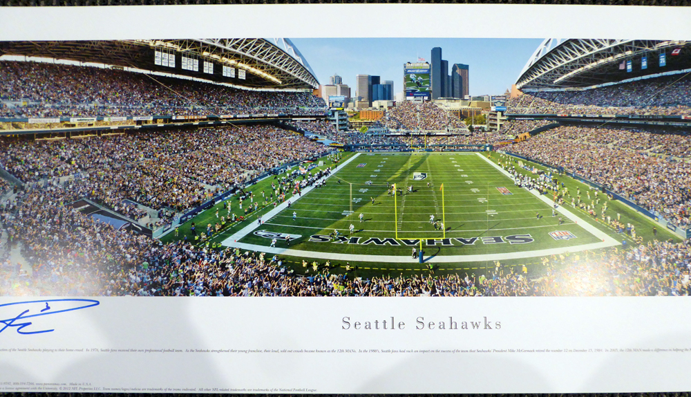 Russell Wilson Autographed Signed 13X40 Century Link Field Panoramic Photo Seattle Seahawks Rw Holo Image a