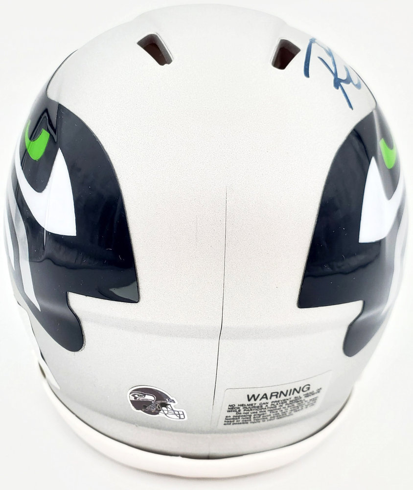 Russell Wilson Autographed Signed Amp Seattle Seahawks Speed Mini Helmet In Blue Rw Holo #159115 Image a