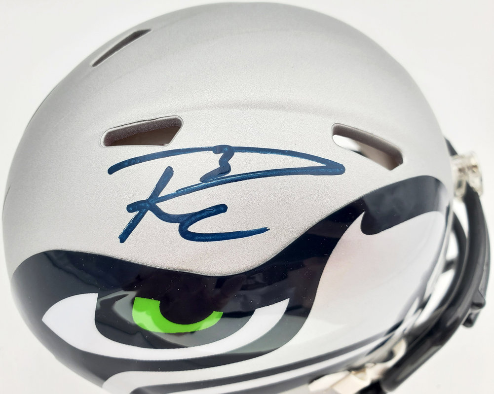Russell Wilson Autographed Signed Amp Seattle Seahawks Speed Mini Helmet In Blue Rw Holo #159115 Image a