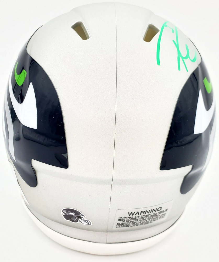 Russell Wilson Autographed Signed Amp Seattle Seahawks Speed Mini Helmet In Green Rw Holo #159116 Image a