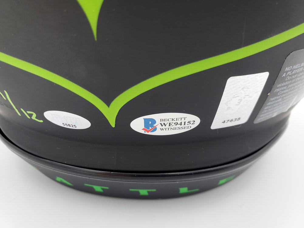 Russell Wilson Autographed Signed & Dk D.K. Metcalf Seattle Seahawks Eclipse Black Full Size Speed Authentic Helmet Let Russ Cook! Le #/12 Rw Holo & Beckett Beckett #185359 Image a