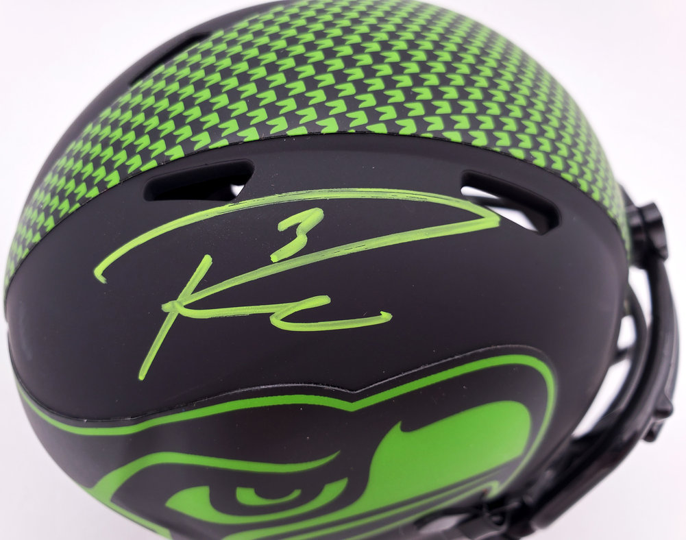 Russell Wilson Autographed Signed Eclipse Black Seattle Seahawks Speed Mini Helmet In Green Rw Holo #178960 Image a