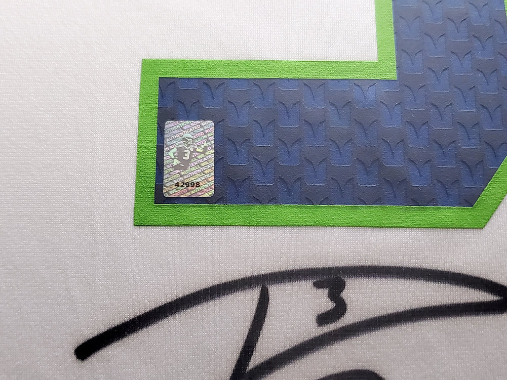 Seattle Seahawks Russell Wilson Autographed Framed White Nike Jersey Rw Holo #200431 Image a