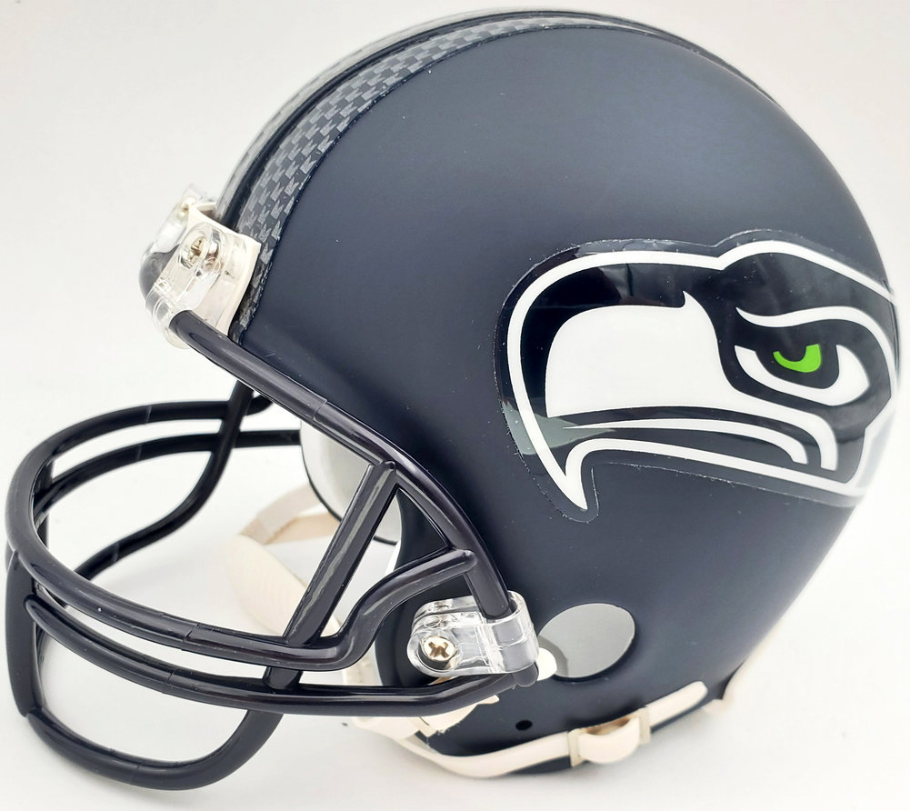 Russell Wilson Autographed Seattle Seahawks Mini Helmet In Green Rw Holo #71470 Image a