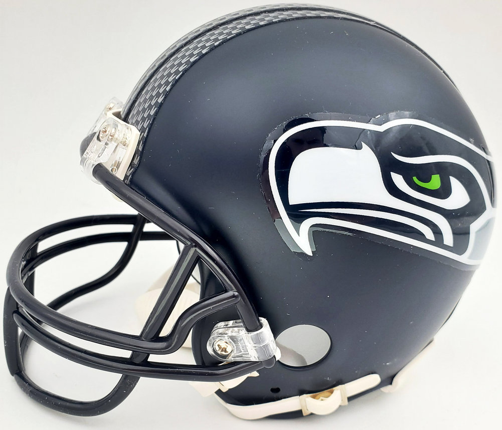 Russell Wilson Autographed Seattle Seahawks Mini Helmet In Silver Rw Holo #71469 Image a