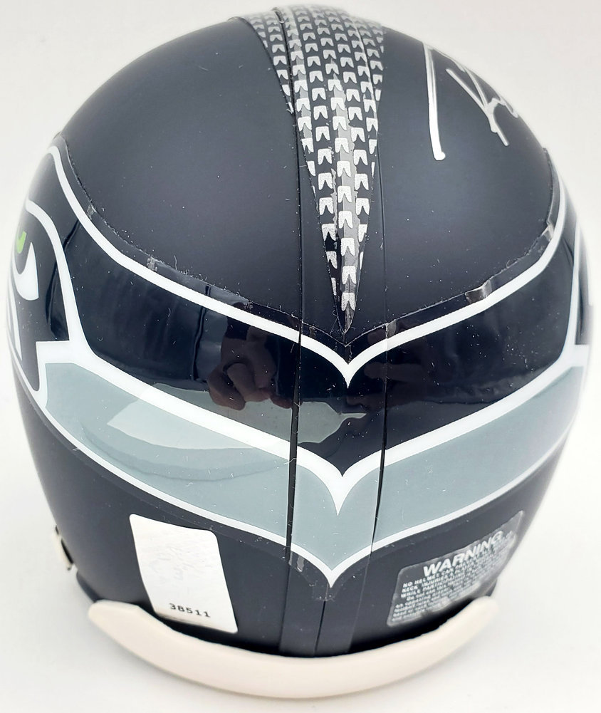 Russell Wilson Autographed Seattle Seahawks Mini Helmet In Silver Rw Holo #71469 Image a
