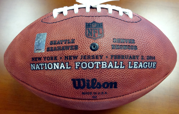 Russell Wilson Autographed Super Bowl Leather Football Seattle Seahawks Rw Holo #72352 Image a