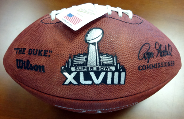 Russell Wilson Autographed Super Bowl Leather Football Seattle Seahawks Rw Holo #72352 Image a
