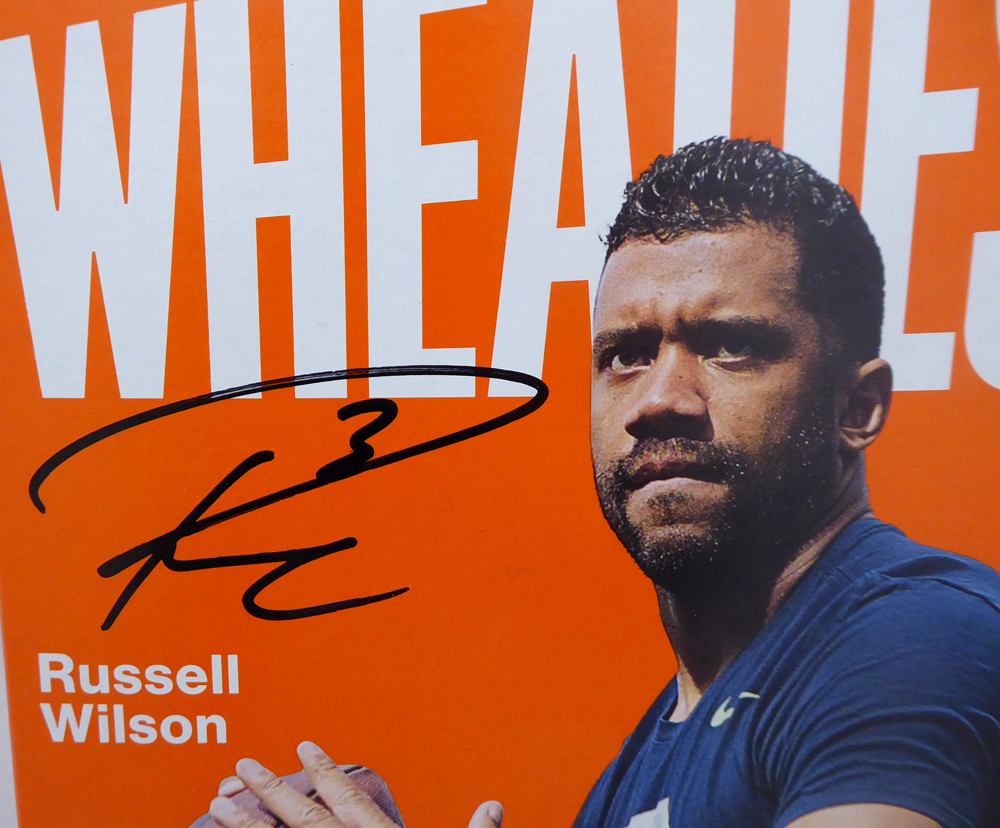 Russell Wilson Autographed Signed Wheaties Box Seattle Seahawks Rw Holo #145847 Image a