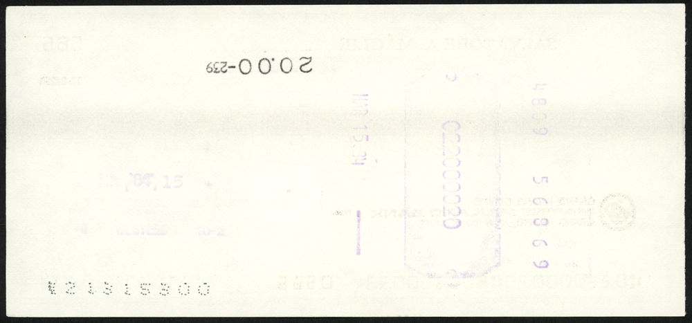 Sal Maglie Autographed 3X6 Check Brooklyn Dodgers, New York Yankees #147866 Image a