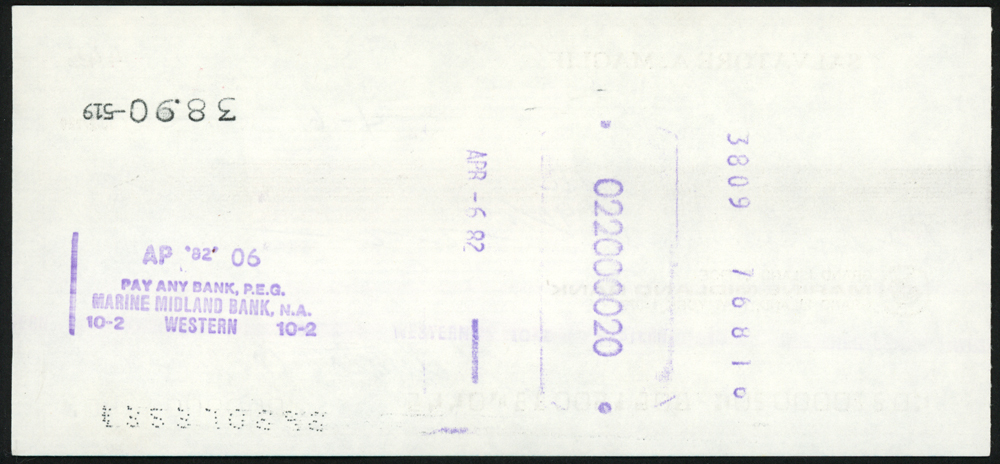 Sal Maglie Autographed 3X6 Check Brooklyn Dodgers, New York Yankees #147868 Image a