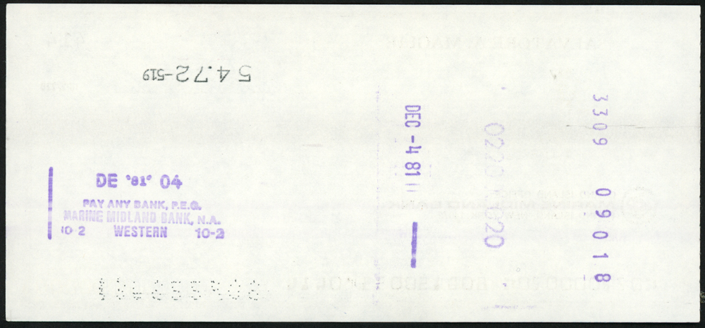 Sal Maglie Autographed 3X6 Check Brooklyn Dodgers, New York Yankees #147871 Image a