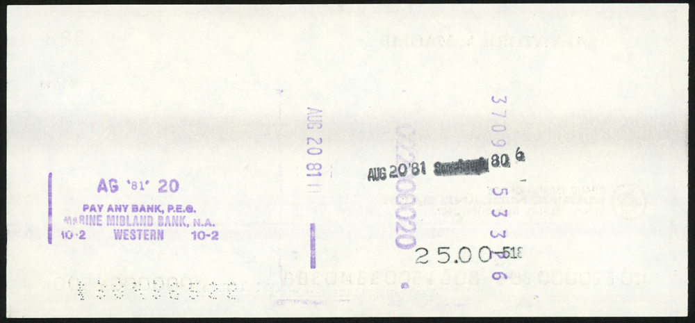 Sal Maglie Autographed 3X6 Check Brooklyn Dodgers, New York Yankees #147872 Image a