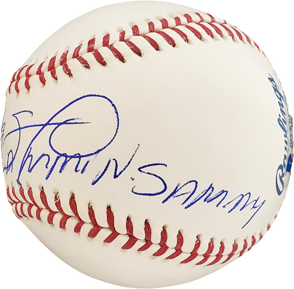 Sammy Sosa Autographed Official MLB Baseball Chicago Cubs "Slammin Sammy" Beckett Beckett Image a