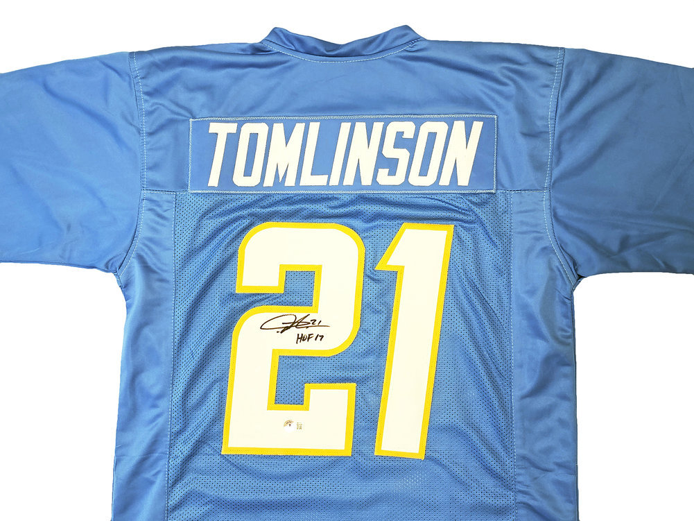 LaDainian Tomlinson Autographed and Framed Light Blue Chargers Jersey