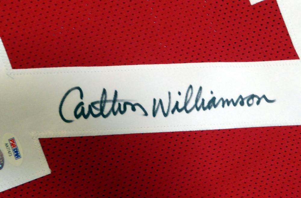 San Francisco 49Ers Carlton Williamson Autographed Red Jersey PSA/DNA Image a