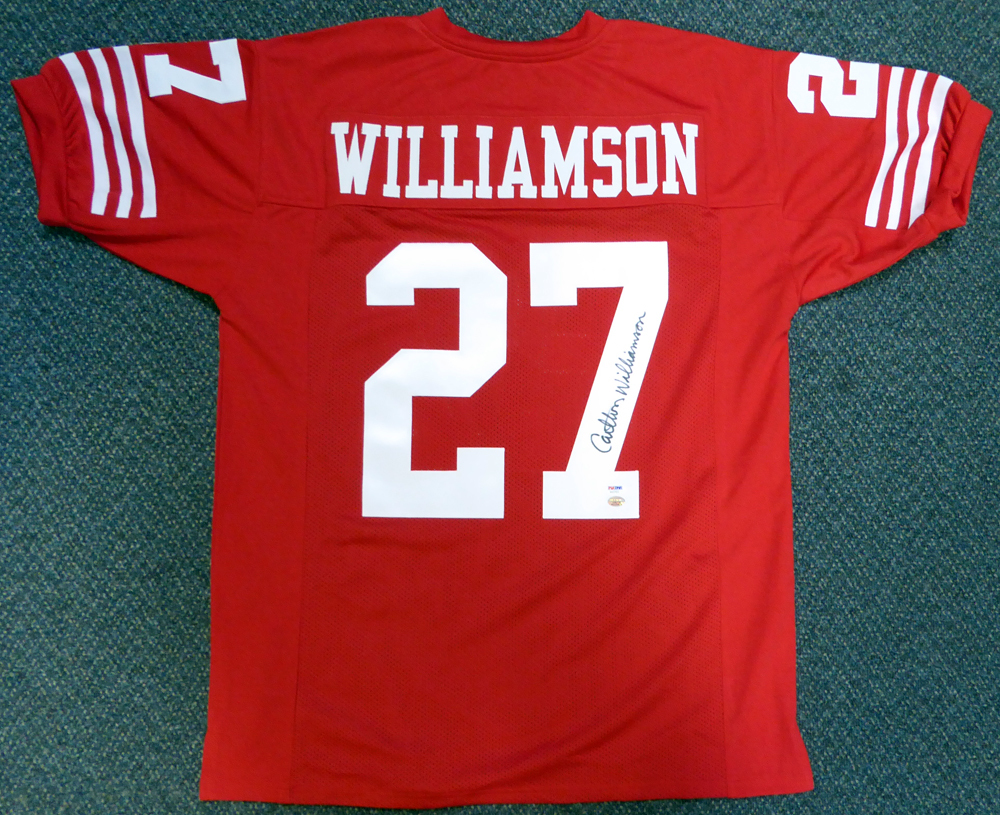 San Francisco 49Ers Carlton Williamson Autographed Red Jersey PSA/DNA Image a