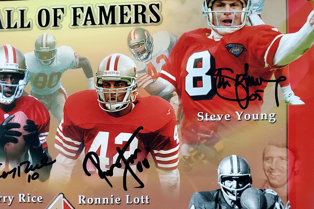 Hall Of Famers Autographed Signed San Francisco 49Ers Framed 16X20 Photo With 9 Signatures Including Joe Montana, Jerry Rice & Steve Young PSA/DNA #200342 Image a