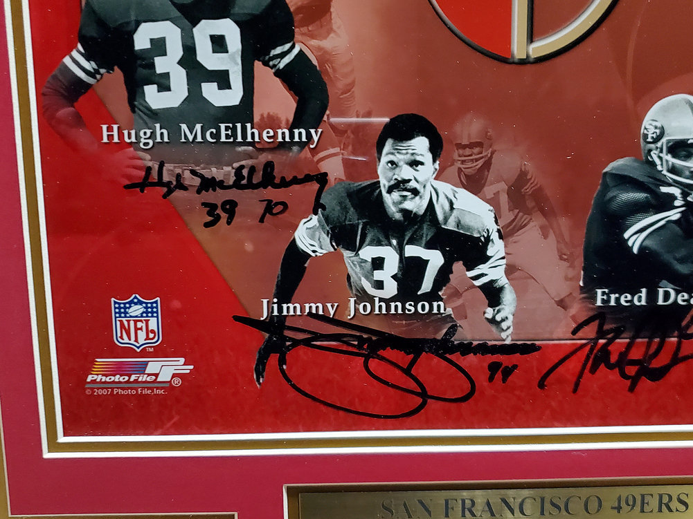 Hall Of Famers Autographed Signed San Francisco 49Ers Framed 16X20 Photo With 9 Signatures Including Joe Montana, Jerry Rice & Steve Young PSA/DNA #200342 Image a