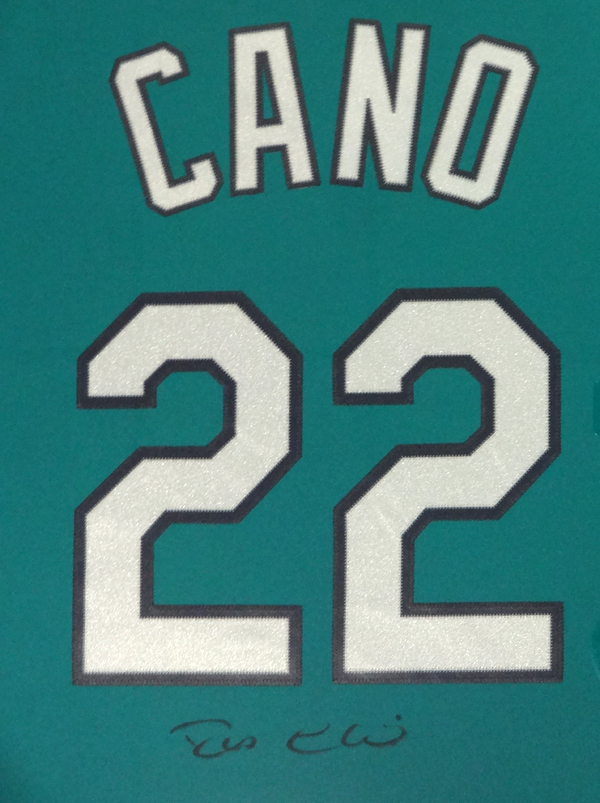 Mariners Robinson Autographed Signed Seattle Cano Framed Teal Majestic Jersey PSA/DNA Itp Image a
