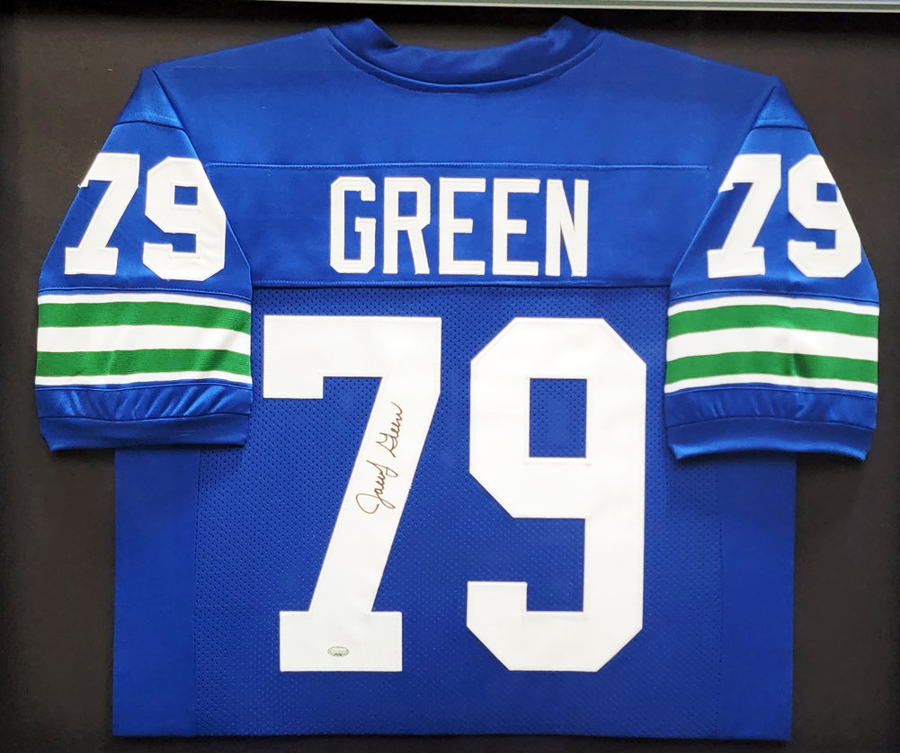 Jacob Green Autographed Signed Seattle Seahawks Framed Blue Jersey Mcs Holo Image a