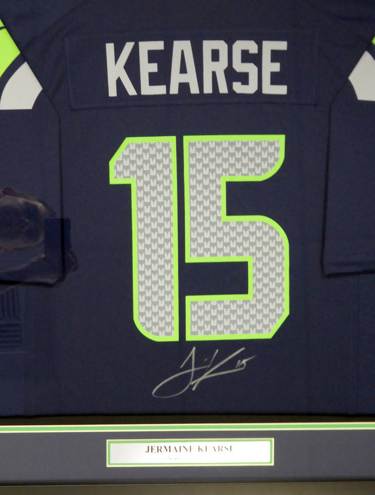 Seattle Seahawks Jermaine Kearse Autographed Framed Blue Nike Jersey Mcs Holo #107764 Image a