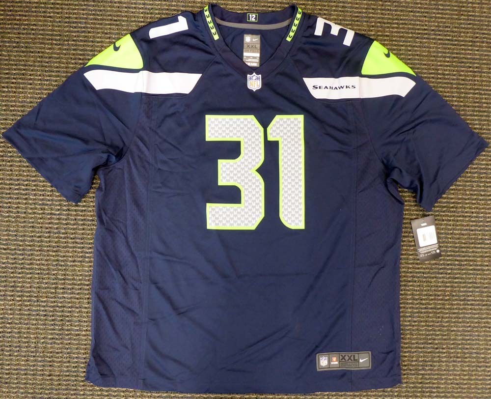 Seattle Seahawks Kam Chancellor Autographed Signed Memorabilia Blue Nike Jersey Size XXL Mcs