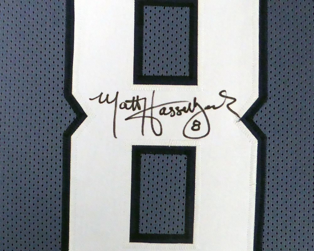 Seattle Seahawks Matt Hasselbeck Autographed Framed Blue Jersey Mcs Holo #123639 Image a