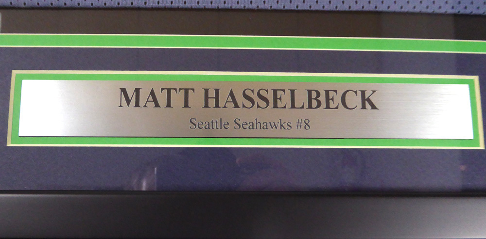 Seattle Seahawks Matt Hasselbeck Autographed Framed Blue Jersey Mcs Holo #123639 Image a