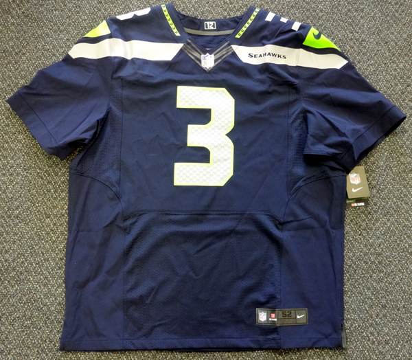 Russell Wilson Autographed Signed Seattle Seahawks Blue Nike Elite Jersey Size 52 Rw Holo #60977 Image a