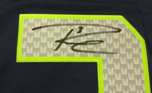 Russell Wilson Autographed Signed Seattle Seahawks Blue Nike Twill Jersey Size Xxl Rw Holo #71432 Image a