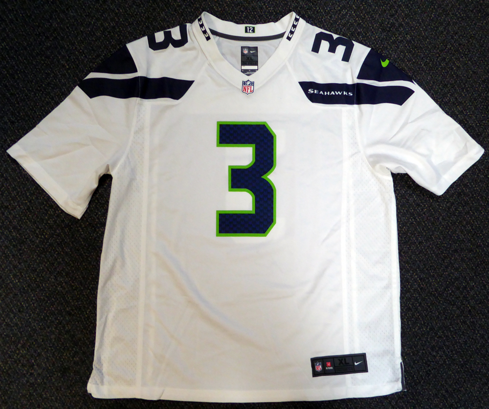 Russell Wilson Autographed Signed Seattle Seahawks White Nike Jersey Size Xl Rw Holo #105023 Image a