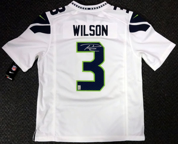 Russell Wilson Autographed Signed Seattle Seahawks White Nike Twill Jersey Size L Rw Holo #90927 Image a
