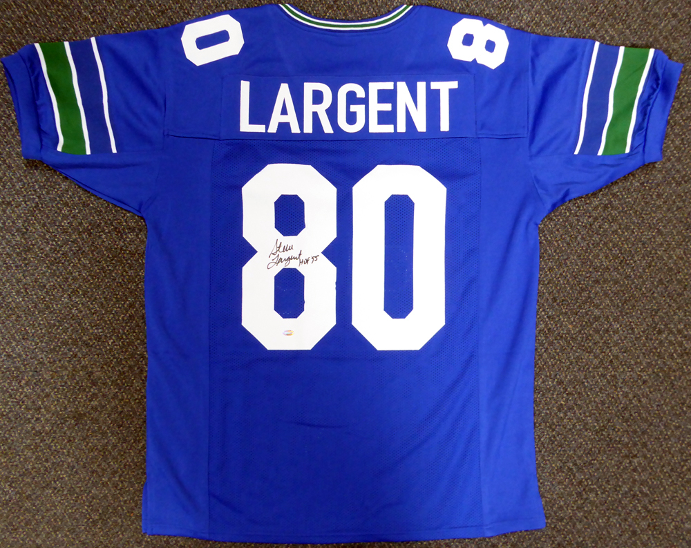 Seattle Seahawks Steve Largent Autographed Blue Jersey "HOF 95" Mcs Holo #112485 Image a