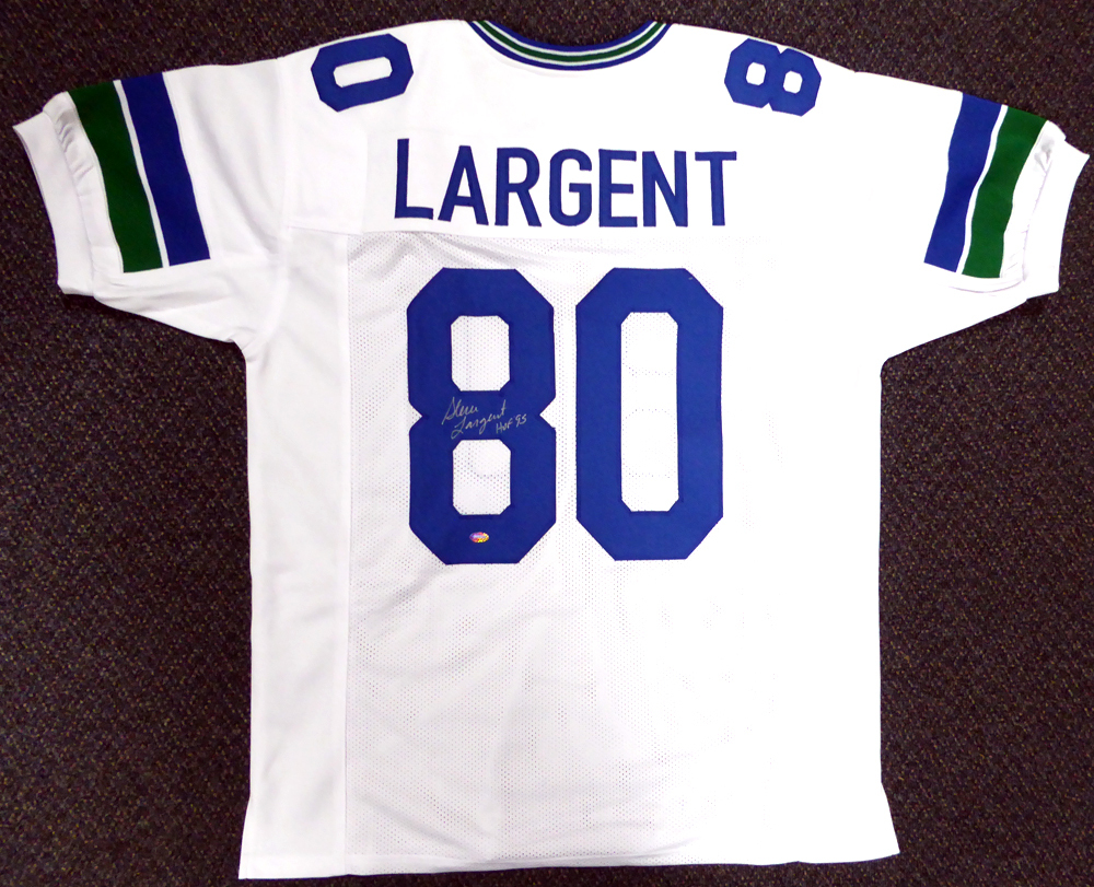 Seattle Seahawks Steve Largent Autographed White Jersey "HOF 95" Mcs Holo #112486 Image a