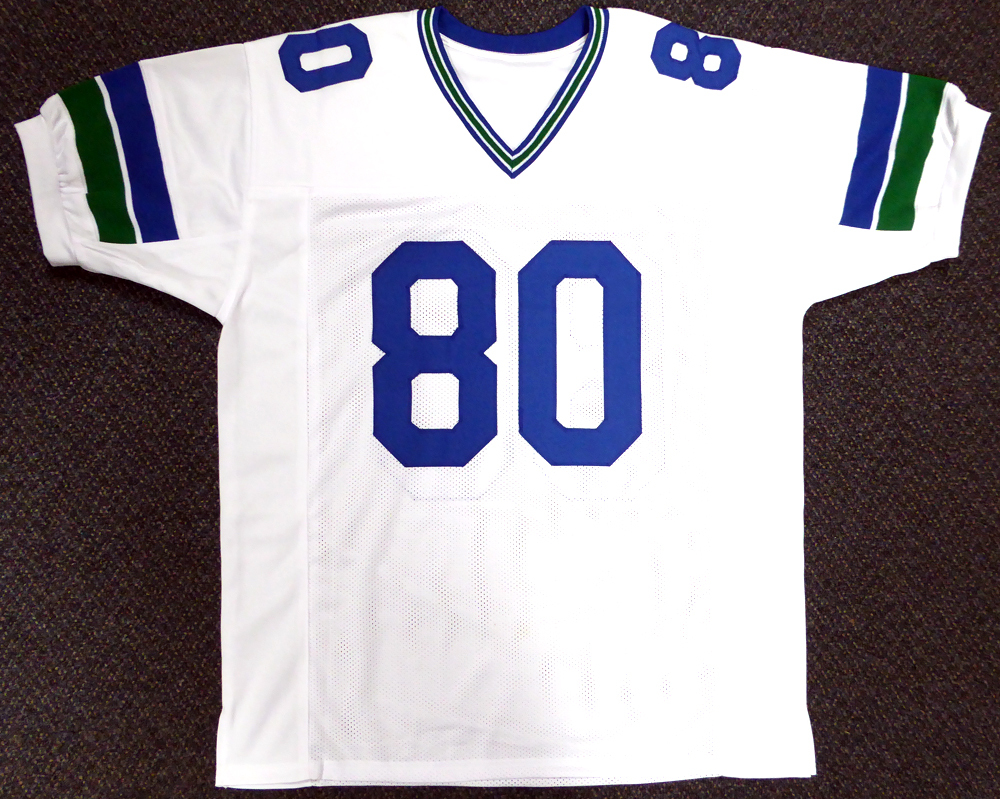 Seattle Seahawks Steve Largent Autographed White Jersey "HOF 95" Mcs Holo #112486 Image a