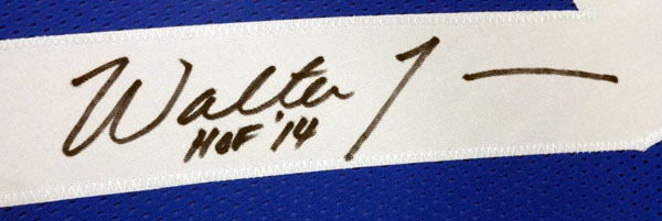 Seattle Seahawks Walter Jones Autographed Framed Blue Jersey Mcs Holo #90485 Image a