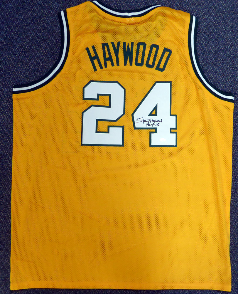 Seattle Sonics Spencer Haywood Autographed Gold Jersey "HOF 15" Mcs Holo #104223 Image a