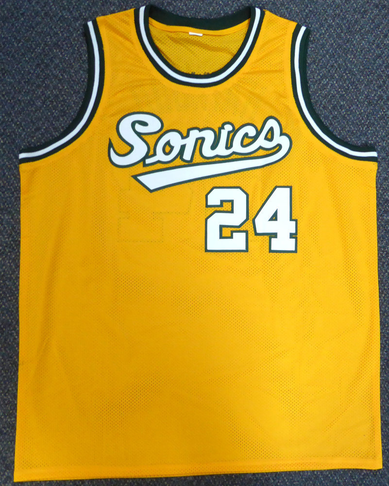 Seattle Sonics Spencer Haywood Autographed Gold Jersey "HOF 15" Mcs Holo #104223 Image a