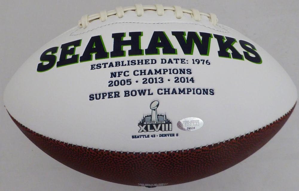 Shaquill Griffin Autographed Seattle Seahawks White Logo Football Mcs Holo #134391 Image a